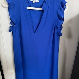 Naked Zebra Blue Ruffled Blouse Dress